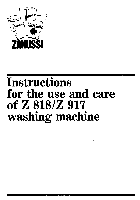 Washers Zanussi Z 917 Instruction Manual