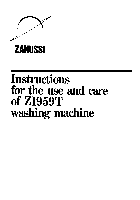 Washers Zanussi ZI959T Use & Care Manual